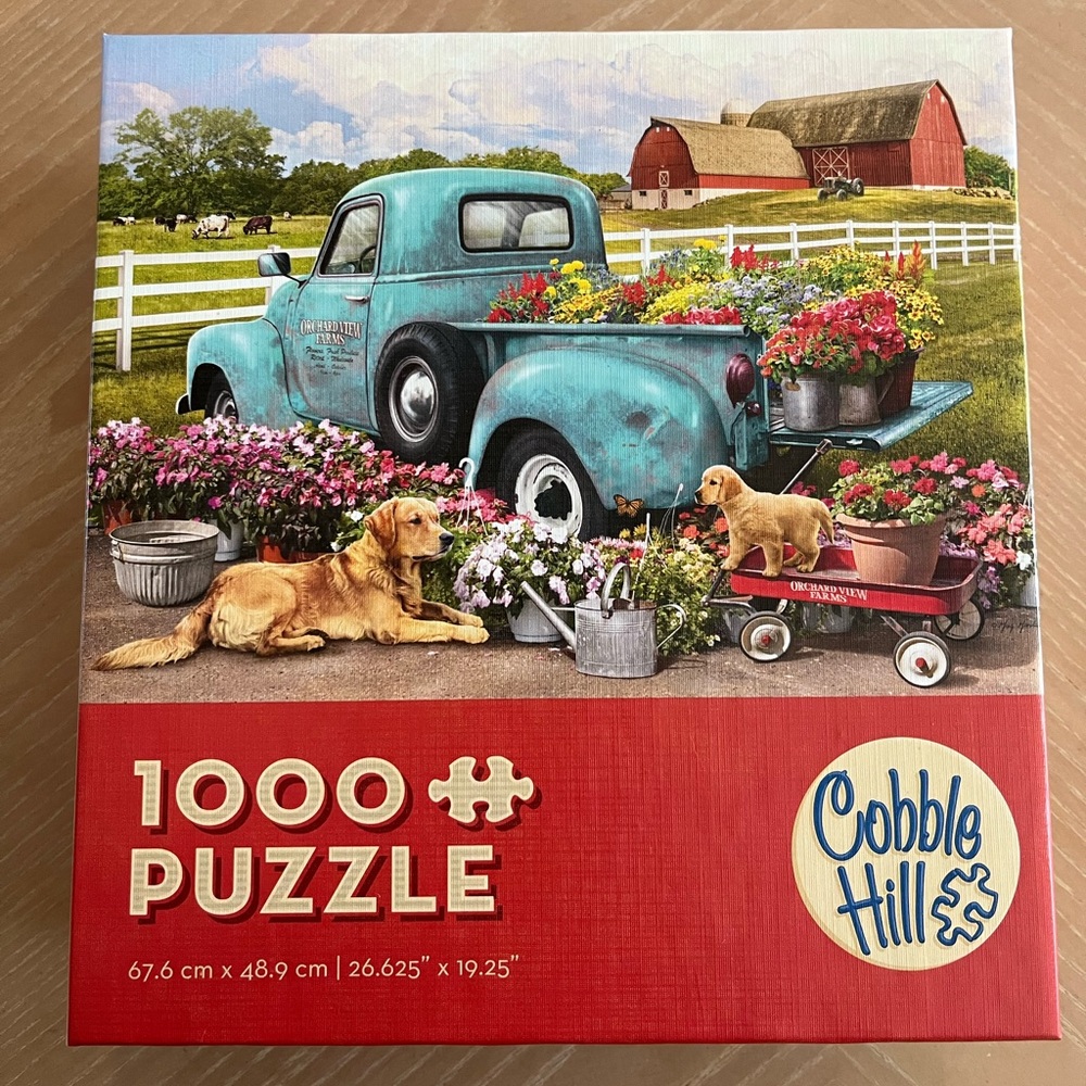 1000 piece Flower Truck jigsaw puzzle by Cobble Hill.